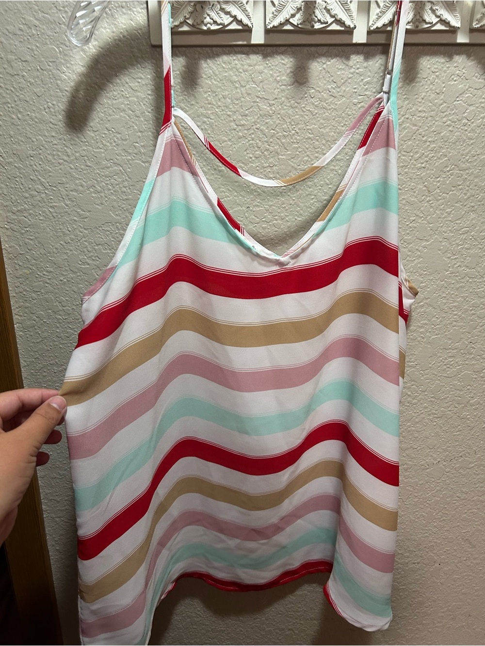 Maurices Multicolor Striped Sleeveless Tank — Red, Mint, Blush & Tan